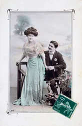 Französische romantische Postkarte, ca. 1900