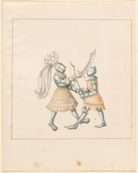 Freydal, Das Buch der Turniere und Turniere von Kaiser Maximilian I.: Kämpfe...Tafel 153, ca. 1515