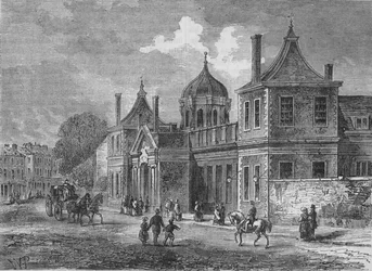 Vorderseite des Montagu House, Great Russell Street, Bloomsbury, London, 1830 1878