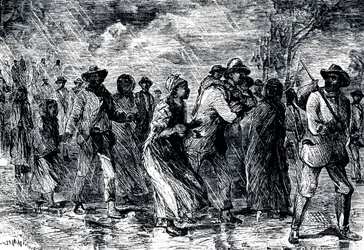 Flüchtige Sklaven fliehen von Maryland nach Delaware über die Underground Railroad, 1850-1851