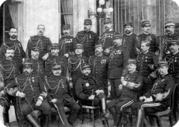 Georges Boulanger, französischer General und Politiker, mit anderen Offizieren, 1888