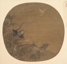 Gibbons, die ein Reihernest plündern