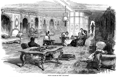 Großer Salon des Dampfschiffs Atlantic, 1850