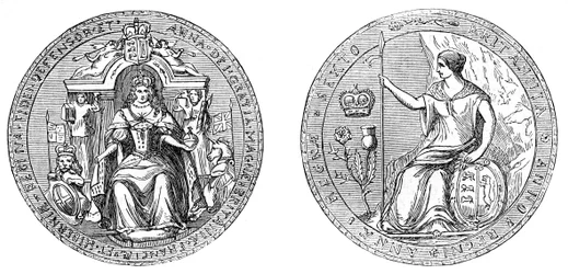 Großes Siegel von Königin Ann, nach der Vereinigung von England und Schottland, 1707, 19. Jahrhundert