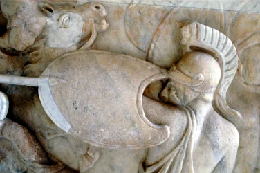 Griechischer Hoplit im Kampf gegen die Amazonen, 30 v. Chr. - 200 n. Chr.