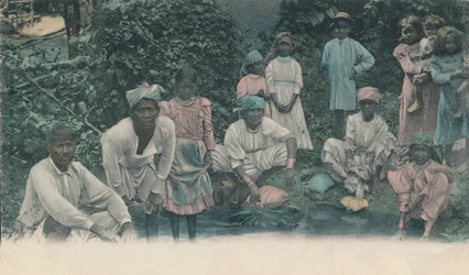 Grüße aus Jamaika. Kulis beim Waschen, 1905