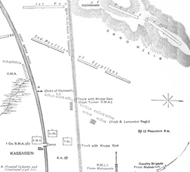Handskizze der Aktion bei Kassassin, 28. August 1882, 1882