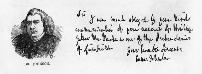 Handschrift und Unterschrift von Dr. Johnson aus einem Brief an Mr. Nichols, 10. Januar