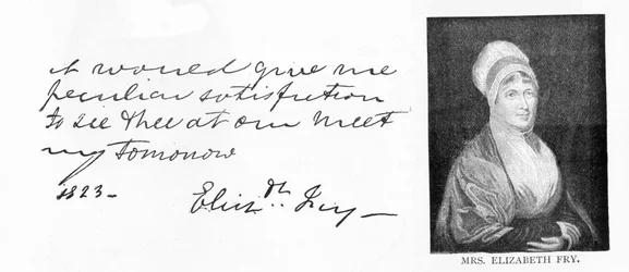 Handschrift und Unterschrift von Elizabeth Fry