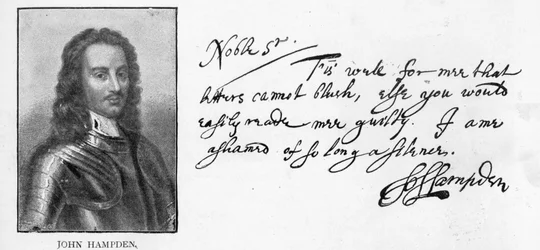 Handschrift und Unterschrift von John Hampden aus einem Brief an Sir John Eliot im Gefängnis, 21. März