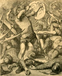 Hereward kämpft sich durch das normannische Heer, um 1890