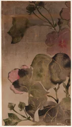 Hibiskusblüten und Blätter, Edo-Periode, 1615-1868