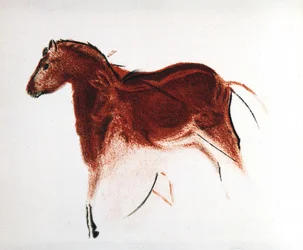 Pferd und Hirschkuh, paläolithische Höhlenmalerei aus Altamira, Südspanien, ca. 16.000-9.000 v. Chr.