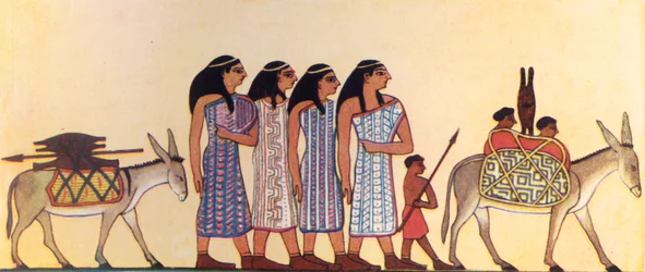 Wie ein antiker Ägypter das Kommen der Israeliten nach Ägypten malte, um 1930