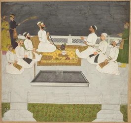Husain Ali Khan unterhält seine Brüder, die Sayyid-Brüder, ca. 1712-19