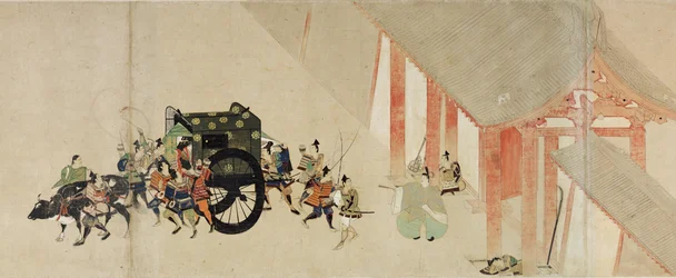 Illustrierte Geschichte des Heiji-Bürgerkriegs Der kaiserliche Besuch in Rokuhara, 2. Schriftrolle, 13. Jahrhundert