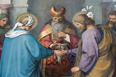 Kaiserdom zu Speyer. Gemälde von Schraudolph. Joseph und Maria. Hochzeit, Speyer, Deutschland