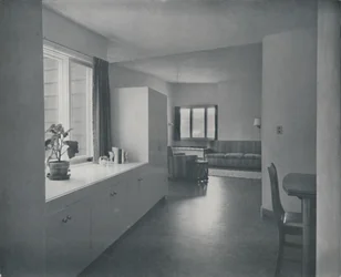 Innenraum - Haus in Fairfax, Kalifornien von Francis Ellsworth Lloyd, 1942