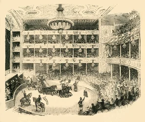 Innenansicht des Astleys Amphitheaters im Jahr 1843, ca. 1878