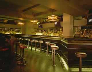 Innenraum einer Bar, Soho, London, ca. 1987