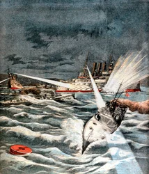 Japanische Torpedoboote bei einem Überraschungsangriff, Russisch-Japanischer Krieg, 1904
