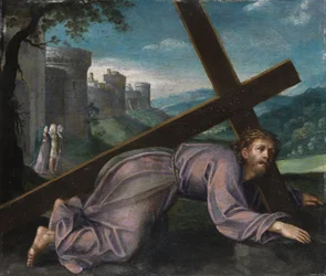 Jesus fällt unter dem Kreuz. Norditalienischer Maler des 17. Jahrhunderts