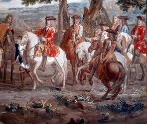 John Churchill, Herzog von Marlborough 1650-1722, englischer Soldat, in der Schlacht von Blenheim, 1704