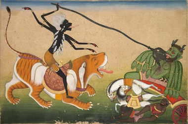 Kali greift Nisumbha an, um 1740