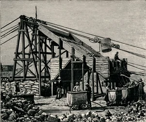Kimbereley-Diamantenmine: Apparat zum Heben der diamantführenden Erde, 1896