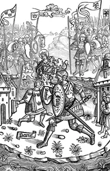 König Artus kämpft gegen einen Riesen