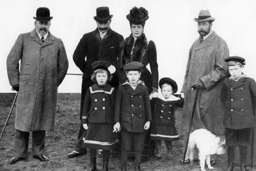 König Edward, der Kaiser, Königin Alexandra und König George
