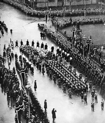 Begräbnisprozession von König Georg V. verlässt den Palace Yard, London, 1936