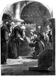 König James II. von England in der Abtei La Trappe, Orne, Frankreich