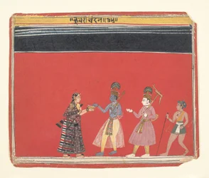 Krishna nimmt ein Angebot von der buckligen Frau Trivakra an..., ca. 1650