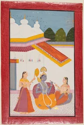 Krishna unter einem Baldachin, um 1680