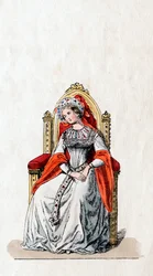 Hofdame, Kostümentwurf für Shakespeares Stück, Heinrich VIII., 19. Jahrhundert