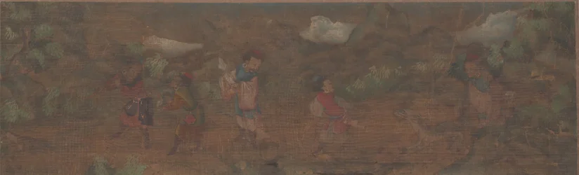Landschaftsgemälde einer Figur in Waldlandschaft