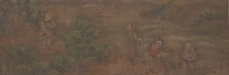 Landschaftsgemälde einer Figur in einer Waldlandschaft