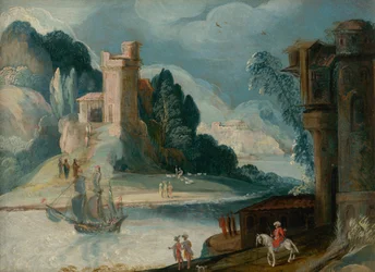 Landschaft mit Fluss und Schloss