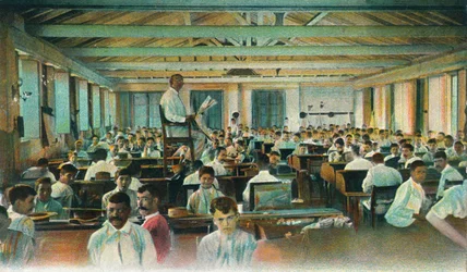 Vorleser liest Zigarrenrollern vor, Zigarrenfabrik, Havanna, Kuba, 1910er Jahre