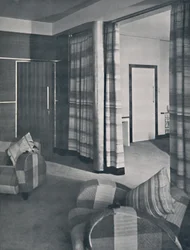 Wohnzimmer in einem Londoner Haus, entworfen von Raymond McGrath, A.R.I.B.A., 1936