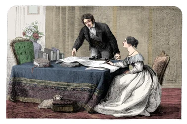 Lord Melbourne 1779-1848 unterweist die junge Königin Victoria 1819-1901, 1837, um 1895