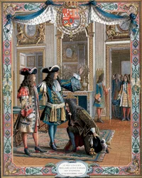 Ludwig XIV. proklamiert den Herzog von Anjou zum König von Spanien, Erbfolgekrieg, 1700 19. Jahrhundert