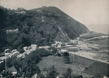 Lynmouth - Der Hügel, Lynton oben zeigend