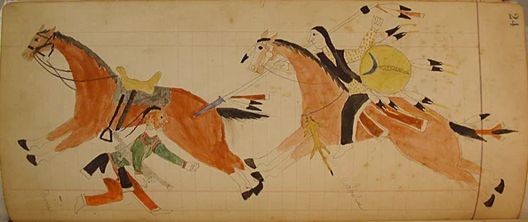 Maffet Ledger: Zwei Indianer mit Pferden, ca. 1874-81