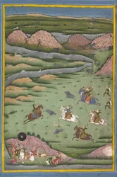 Maharana Amar Singh II oder Sangram Singh auf Wildschweinjagd, 19. Jahrhundert