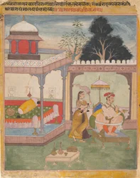 Malavakusika Raga aus einer verstreuten Ragmala-Serie Garland of Musical Modes, frühes 17. Jahrhundert