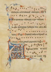 Manuskriptblatt mit verziertem Initial A, aus einem Antiphonar, italienisch, 14. Jahrhundert