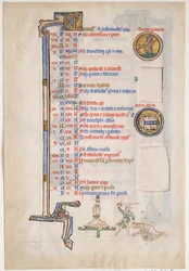 Manuskriptblatt mit Juni-Kalender, aus einem königlichen Psalter, britisch, 13. Jahrhundert