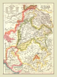 Karte von Punjab, Sind, Rajputana und Kaschmir, 1902